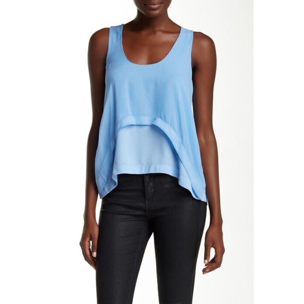 Elizabeth and James women's Silk Combo Sleeveless Cami Blouse In Blue XS $350